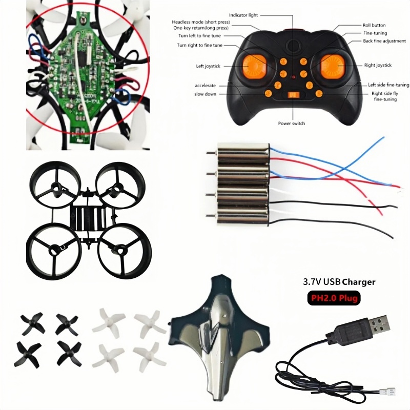 Fpv Drone Charger - Komplettes DIY-Drohnen-Kit 2.4G 6-Achsen-Gyroskop Headless 3D-Roll